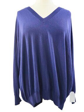 Universal Standard NWT Blue Violet Dark Periwinkle V-Neck Raglan Sleeve Sweater